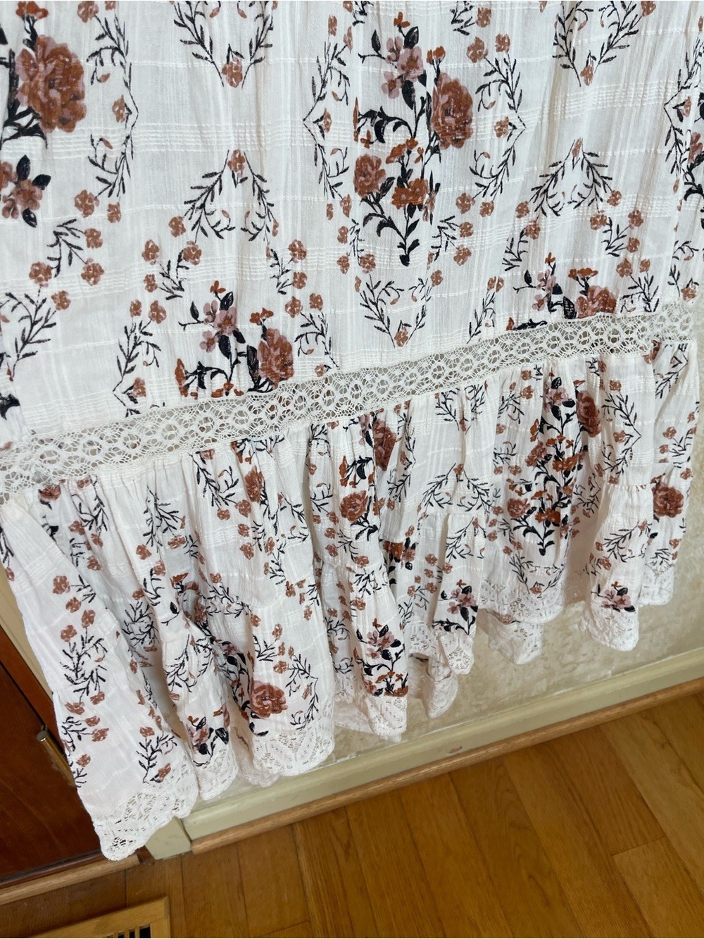 Free People All The Attitude Printed Maxi Dress Sz M Cottagecore Milkmaid Fairy - Picture 7 of 15